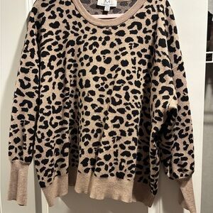 Leopard Print Sweater - Black and Tan